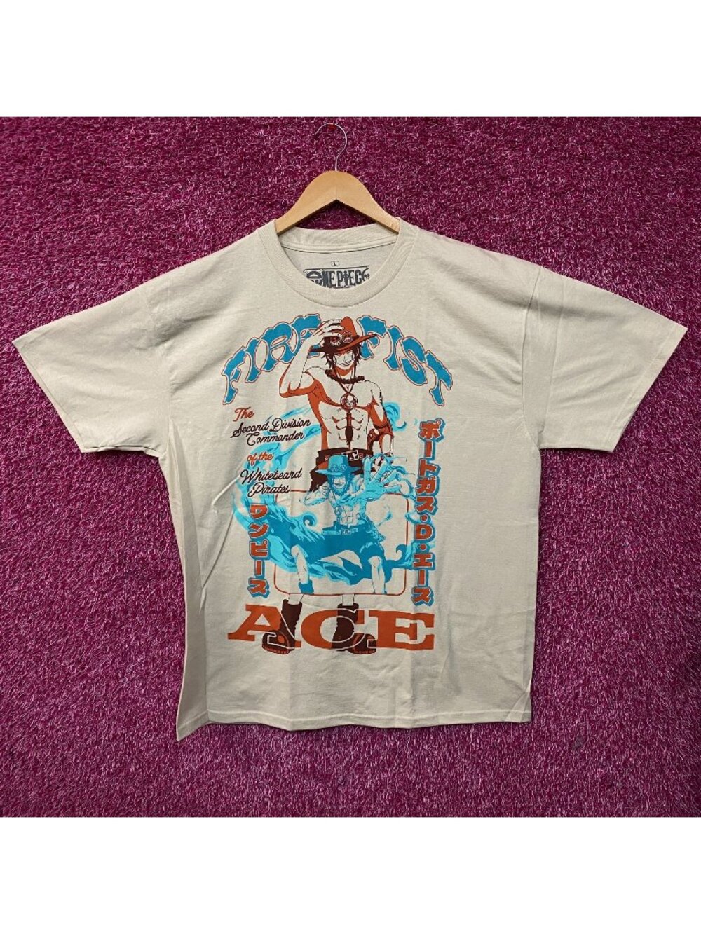 One Piece Portgas D. Ace Fire Fist The Second Division Commander Anime T-Shirt L